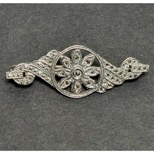 Vintage Sterling Silver Rhinestone Brooch Pin MCM Estate Piece Pristine!